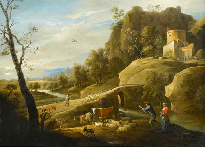 Landscape with a Drover and his Herd by a River
